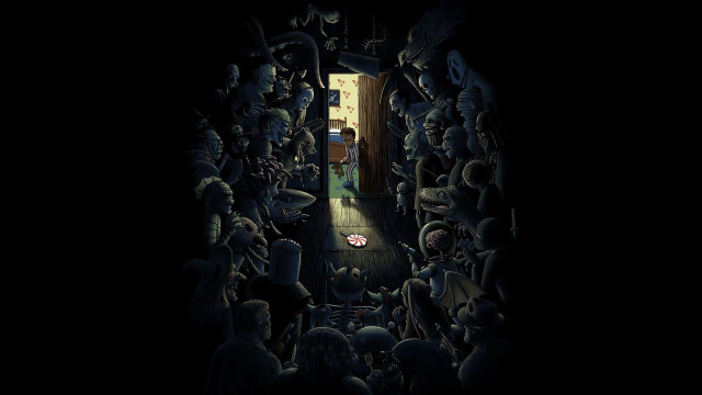 Crowded room open doorway light free wallpaper - medium preview image