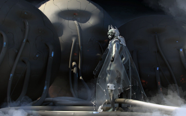 Futuristic man machine smoke afrofuturism free wallpaper - medium preview image