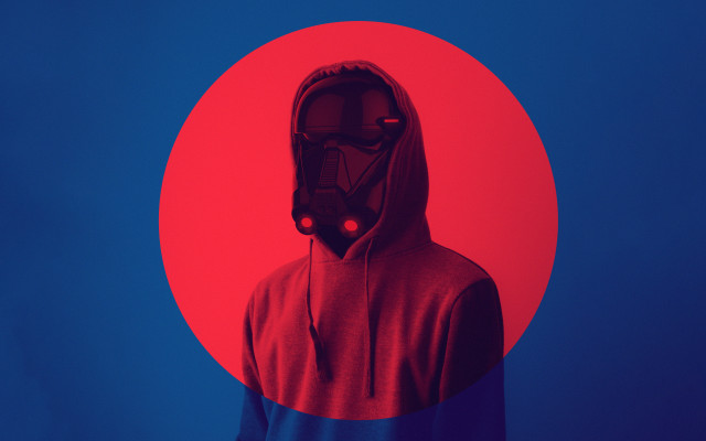Man red hoodie cyberpunk flag free wallpaper - medium preview image
