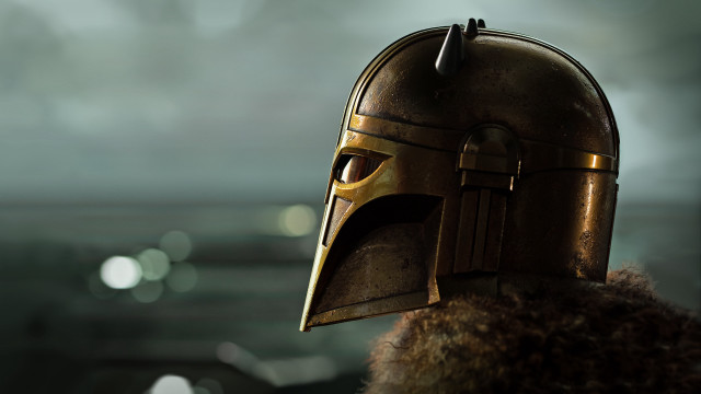 Helmet bearded man distant scenery free wallpaper - medium preview image