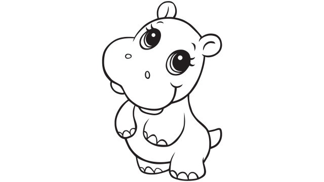 Cartoon hippo big eyes bow free wallpaper - medium preview image