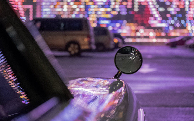 Car mirror city night blurry free wallpaper - medium preview image