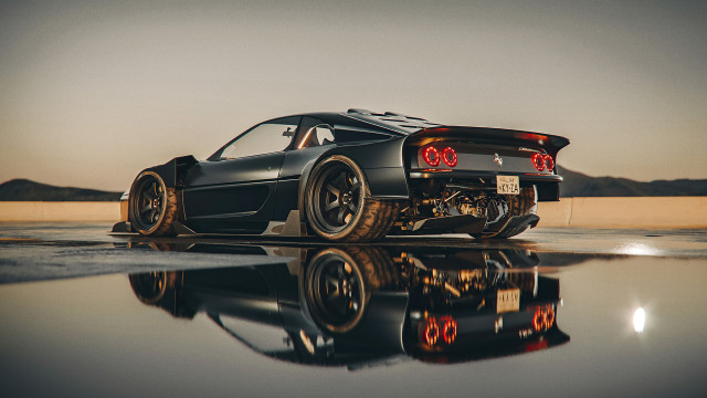 Black sports car wet reflection free wallpaper - medium preview image