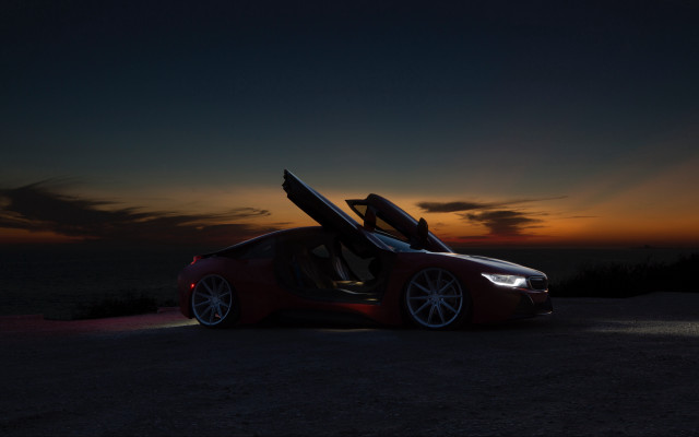 Red sports car open sunset #2 free wallpaper - medium preview image