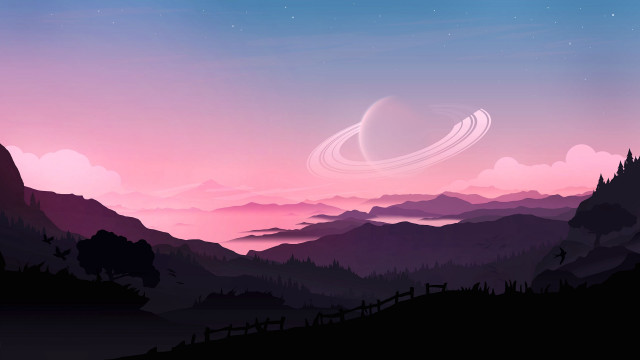 Mountain landscape sky saturn hues free wallpaper - medium preview image