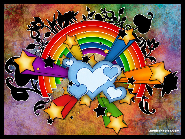 Colorful background stars heart rainbow free wallpaper - medium preview image
