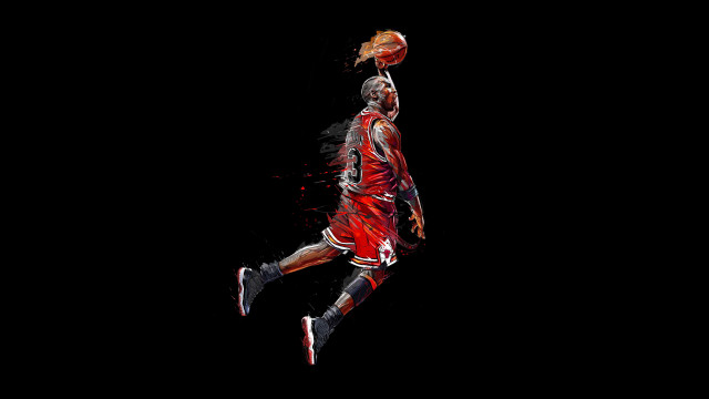 Basketball player dunking jumping digital free wallpaper - medium preview image