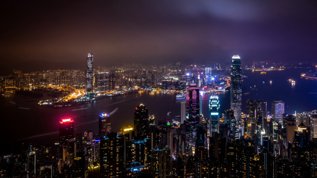 City lights night water balance free wallpaper - medium preview image