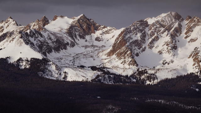Snowy mountain range forest cloudy free wallpaper - medium preview image