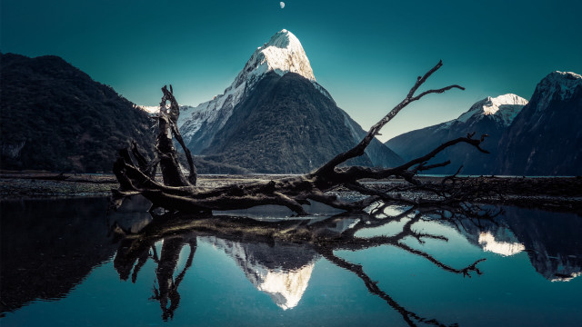 Mountain reflection still lake fallen free wallpaper - medium preview image