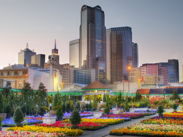 City skyline tall buildings colorful free wallpaper - medium preview image
