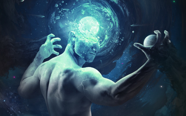 Man holding glowing ball night free wallpaper - medium preview image