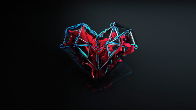 Heart geometric abstract 3d render free wallpaper - medium preview image
