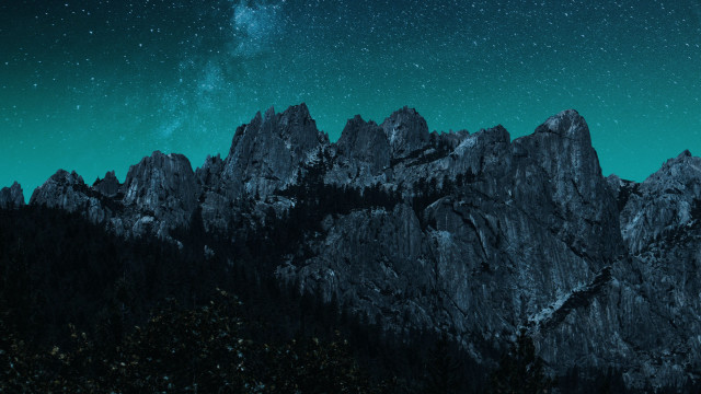 Mountain range starry sky trees free wallpaper - medium preview image