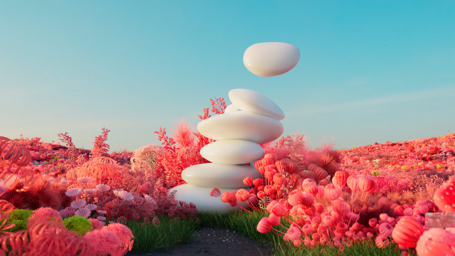 Flowers grass rocks autumn nature free wallpaper - medium preview image
