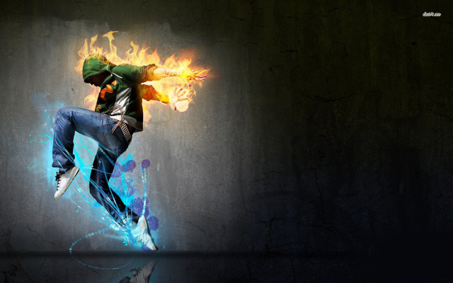 Fireball jumping man blue flame free wallpaper - medium preview image