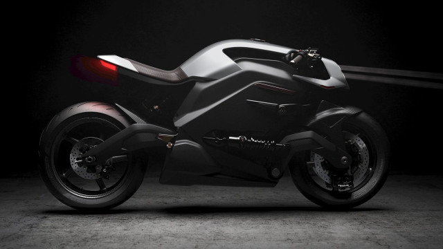 Futuristic motorcycle dark room red free wallpaper - medium preview image