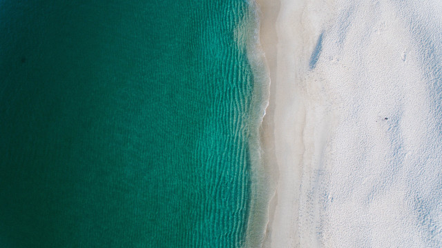 Beach water sand boat birdseye free wallpaper - medium preview image