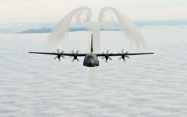 Airplane clouds smoke halo environmental free wallpaper - medium preview image