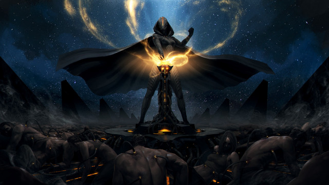 Man giant statue dark room free wallpaper - medium preview image