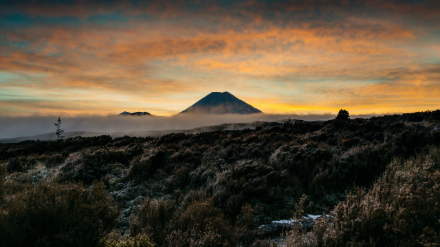 Mountain clouds forest dusk horizon free wallpaper - medium preview image