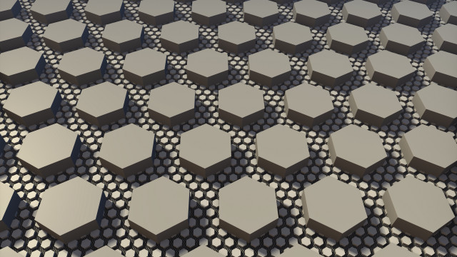 Hexagonal pattern checkered floor raytraced free wallpaper - medium preview image