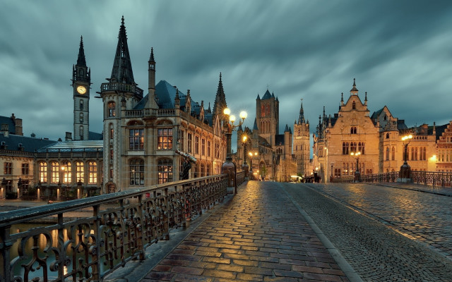 City bridge clocktower night gothic free wallpaper - medium preview image
