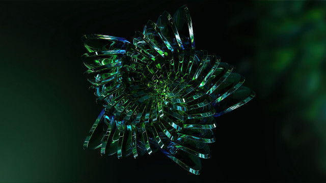 Green black abstract flower generative free wallpaper - medium preview image