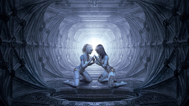 Tunnel platform two people light free wallpaper - medium preview image