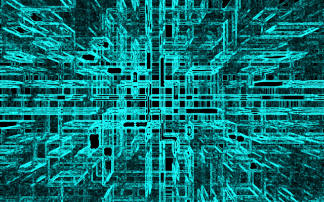 Blue abstract lines squares cyberpunk free wallpaper - medium preview image