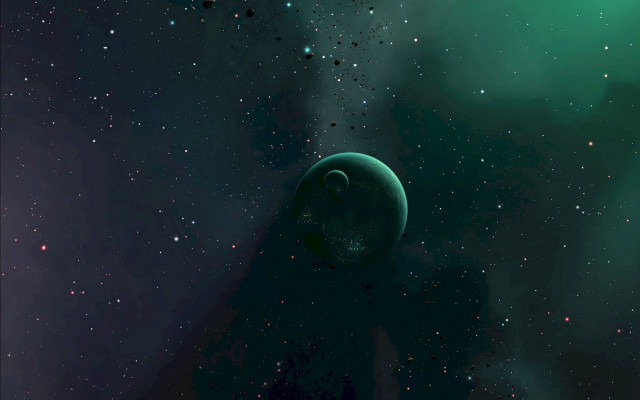 Space green planet stars background free wallpaper - medium preview image