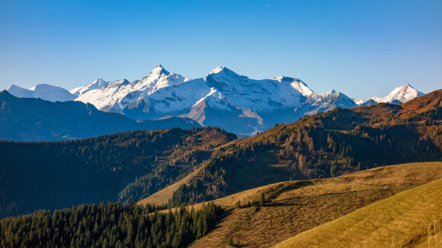 Mountain range snow capped grassy #2 free wallpaper - medium preview image