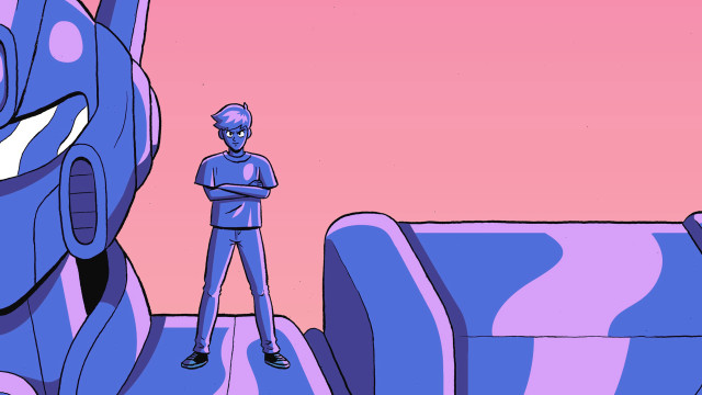 Cartoon character giant blue object free wallpaper - medium preview image