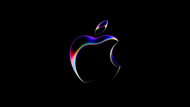 Black background colorful apple holography free wallpaper - medium preview image