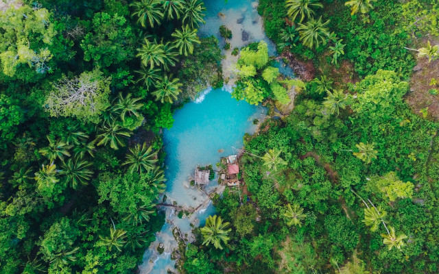 River forest hut people nature free wallpaper - medium preview image