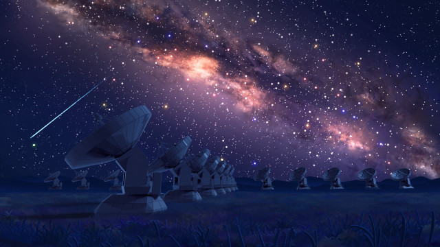 Telescope night sky stars aurora free wallpaper - medium preview image