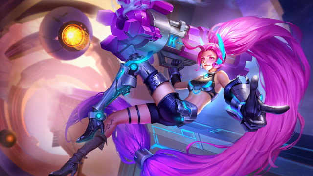 Purple helmet gun heroine absurdlylonghair free wallpaper - medium preview image