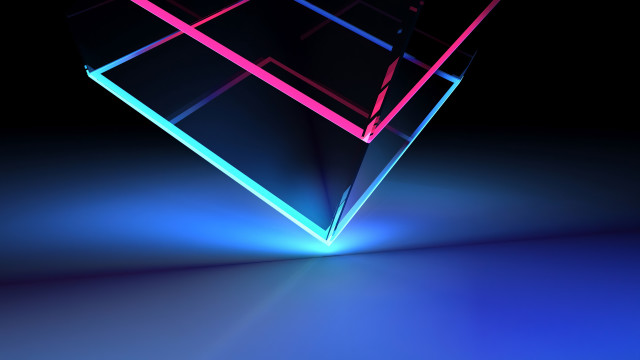 3d cube neon light holography free wallpaper - medium preview image