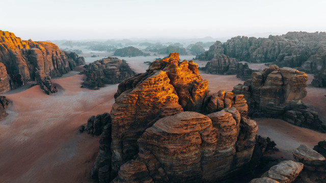 Desert rocks mountain cloudy sky free wallpaper - medium preview image