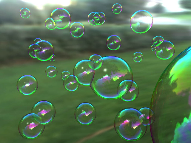 Soap bubbles floating grass trees free wallpaper - medium preview image
