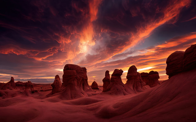 Sunset desert rocks clouds red #3 free wallpaper - medium preview image