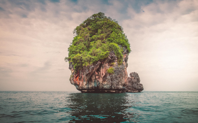 Small island tree boat lake free wallpaper - medium preview image