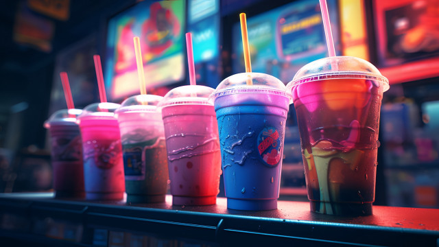 Colorful drinks neon store window free wallpaper - medium preview image