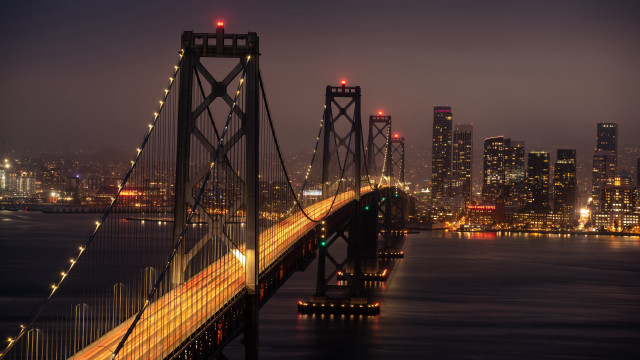 Bridge city night lights reflection #5 free wallpaper - medium preview image