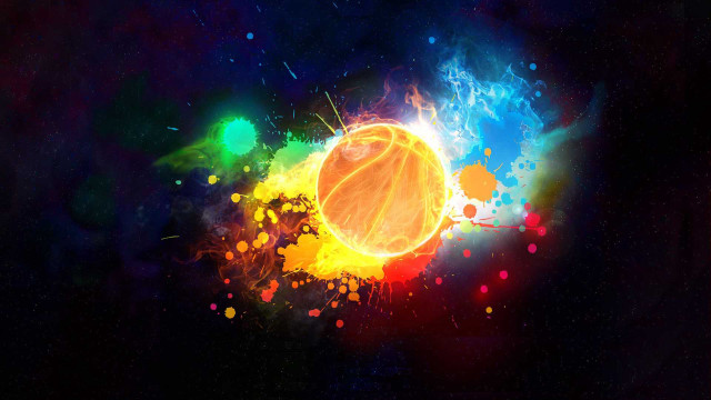 Basketball colorful explosion smoke black free wallpaper - medium preview image
