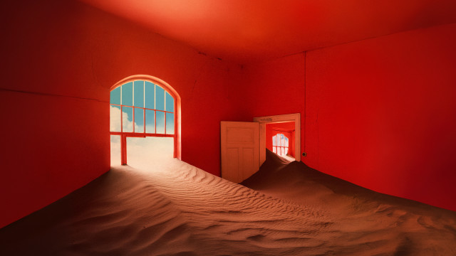 Red wall dune door window free wallpaper - medium preview image