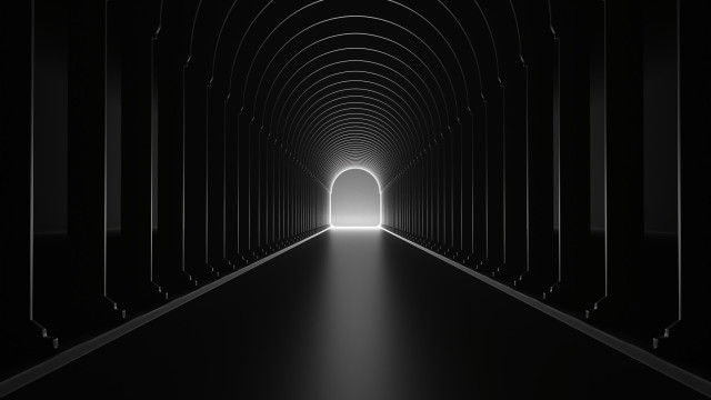 Long tunnel light hallway raytraced free wallpaper - medium preview image