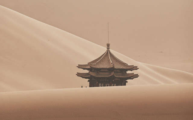 Tall building desert sand dunes free wallpaper - medium preview image
