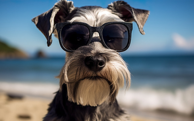 Dog sunglasses beach ocean blue free wallpaper - medium preview image