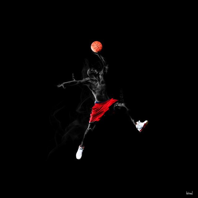 Man air basketball smoke feet free wallpaper - medium preview image